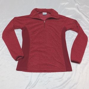 Columbia Red and Green Polka Dot Holiday Quarter Zip Pull Over Fleece